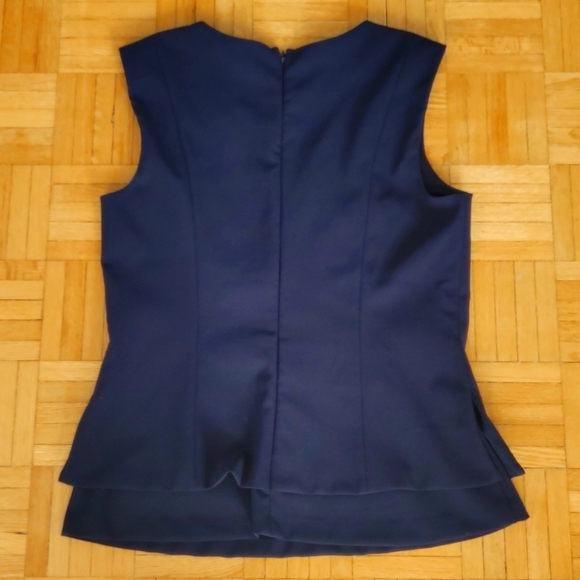 Le Château Navy Peplum Sleeveless Top - Picture 4 of 4